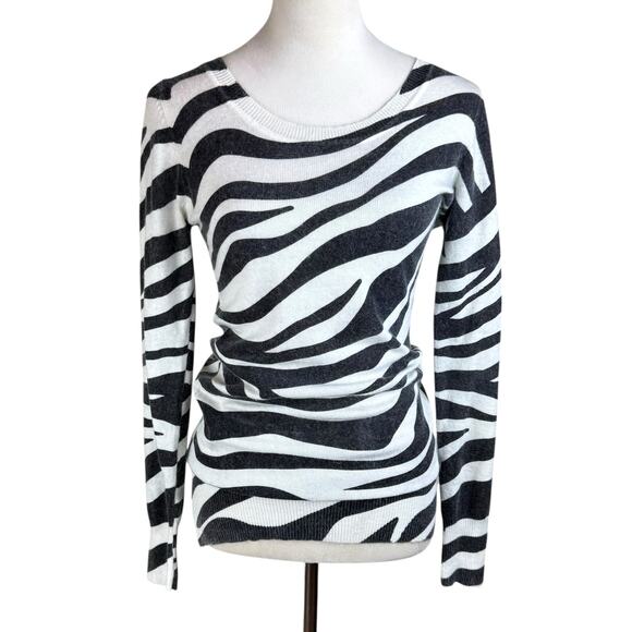Vertigo Paris Wool Angora Cashmere Blend Knit Zebra Stripe Tunic Sweater Dress - Picture 1 of 11